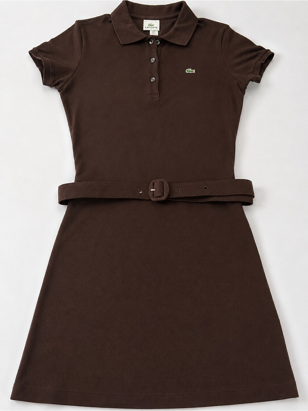 Lacoste Women's Chocolate Brown Polo Belted Dress size 42 medium new without tag